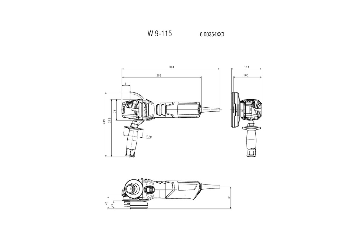 SMERIGLIATRICE ANGOLARE W 9-115 - 600354000 W9115 METABO - immagine 2