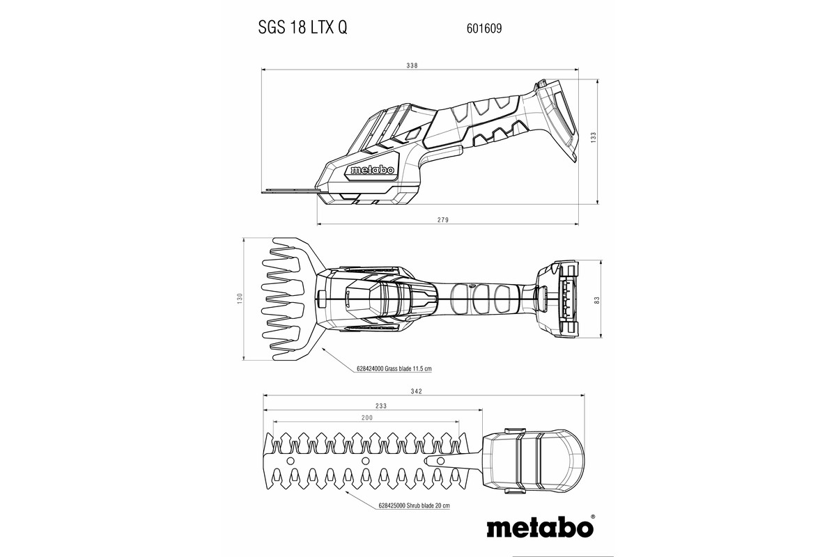 Forbice rifilaerba-siepi a batteria - 60160984 SGS18LTXQ METABO - immagine 2